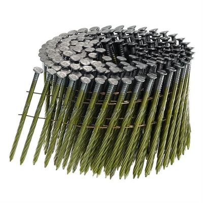 Yellow 15 Degree Coil Nails  Galvanised Screw Shank 57mm For Fencing