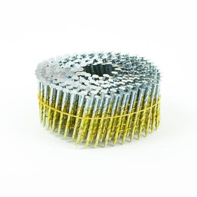 Yellow 15 Degree Coil Nails  Galvanised Screw Shank 57mm For Fencing