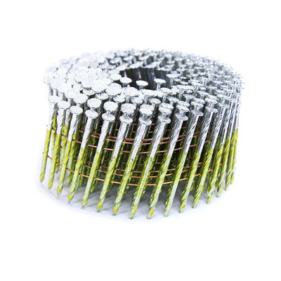 Yellow 15 Degree Coil Nails  Galvanised Screw Shank 57mm For Fencing
